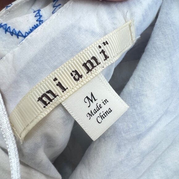 Miami Eyelet Blue White Floral Lace Tie-Strap Romper Size Medium - Picture 10 of 15